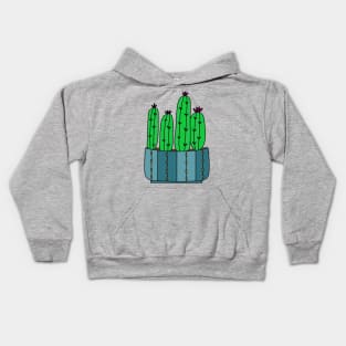 Cute Cactus Design #118: Cacti Group With Magenta Flowers Kids Hoodie